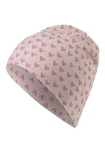 Produktbild: Sterntaler Beanie Herzen - Modische Babymütze aus Jersey mit allover Druck - Mädchen Beanie Mütze - Baby und Kinder Übergangsmütze, mattrosa, Größe 47
