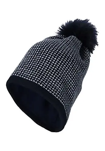Produktbild: Sterntaler Baby Mädchen Mütze Baby Bommelmütze Glitzereffekt Mütze - Mütze Baby - Strick mit Kunstpelz Bommel und Glitzer - marine, 53