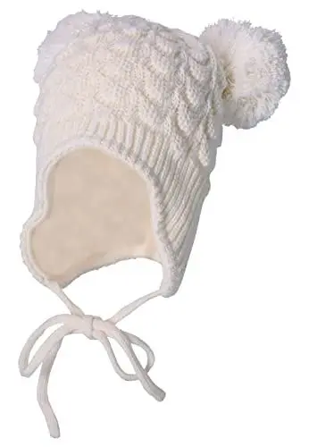 Produktbild: Sterntaler Baby Mädchen Mütze Baby Bommelmütze Struktur Mütze - Mütze Baby, Kappe Kinder - aus Baumwolle mit Bindeband - beige, 47