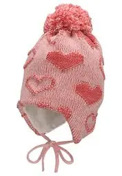 Produktbild: Sterntaler Baby Mädchen Mütze Baby GOTS Bommelmütze Herzchen Mütze - Mütze Baby, Kappe Kinder - aus Baumwolle mit Bindeband - rosa, 39