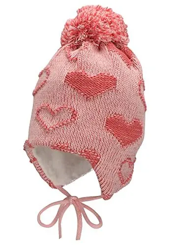 Produktbild: Sterntaler Baby Mädchen Mütze Baby GOTS Bommelmütze Herzchen Mütze - Mütze Baby, Kappe Kinder - aus Baumwolle mit Bindeband - rosa, 39
