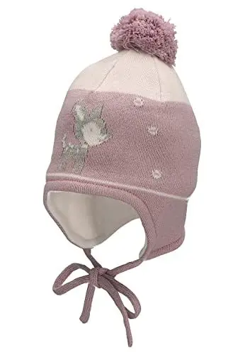 Produktbild: Sterntaler Baby Mädchen Mütze Baby GOTS Bommelmütze Reh Mütze - Mütze Baby, Kappe Kinder - aus Baumwolle mit Bindeband - lila, 47