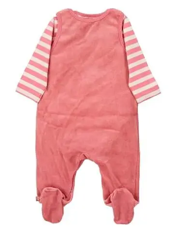 Produktbild: Sterntaler Baby Mädchen Strampler GOTS Set Nicki Emmi Strampler - Strampler Baby - aus Nicki mit gestreiftem Jersey und Esel Applikation - rosa, 56