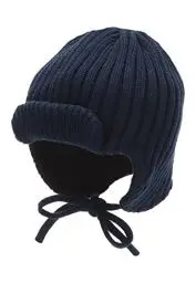 Produktbild: Sterntaler Baby Mädchen Strickmütze Baby GOTS Strickmütze Aufschlag Mütze - Baby Strickmütze - aus Baumwolle mit Bindeband - marine, 51