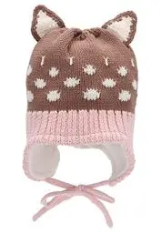 Produktbild: Sterntaler Baby Mädchen Strickmütze Baby Strickmütze Öhrchen und Punkte Mütze - Baby Strickmütze - aus Baumwolle mit Bindeband - braun, 39