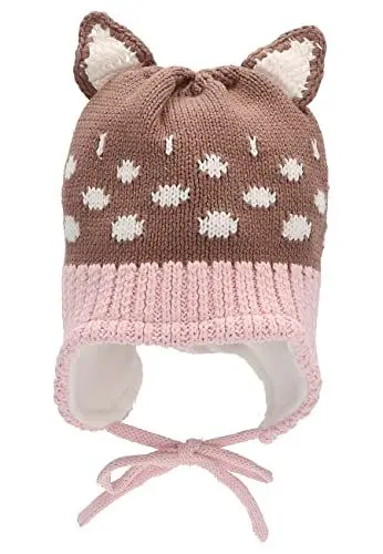 Produktbild: Sterntaler Baby Mädchen Strickmütze Baby Strickmütze Öhrchen und Punkte Mütze - Baby Strickmütze - aus Baumwolle mit Bindeband - braun, 39