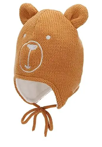 Produktbild: Sterntaler Baby Mädchen Strickmütze Baby Strickmütze - Baby Strickmütze, Mütze Baby, Kappe Kinder - aus Wolle mit Bindeband - hellbraun, 45