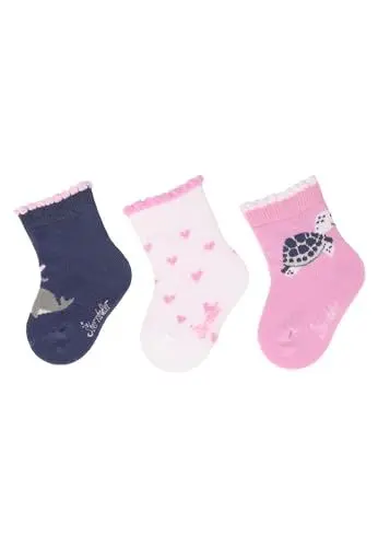 Produktbild: Sterntaler Baby -Socken 3er Pack Wal für Mädchen - Babysocken mit Motiven - Socken für Babys im Set leicht, flexibel und strapazierfähig - blau, 16