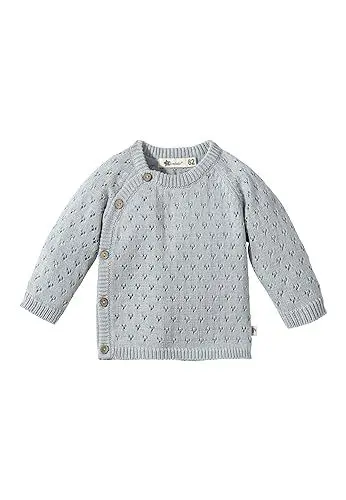 Produktbild: Sterntaler Baby Strickjacke Lochmuster Hase Happy für Jungen - Strickjacke Baby aus Baumwollgarn - Babyjacke mit Lochmuster - Bequemer Strick Cardigan für Babys - graublau, 68
