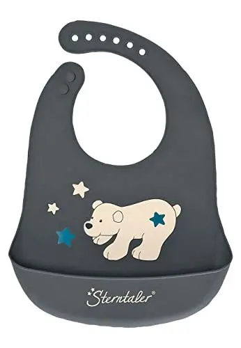 Produktbild: Sterntaler Baby Unisex Silikon Lätzchen Eisbär Elia - Kinderlätzchen - Dunkelgrau