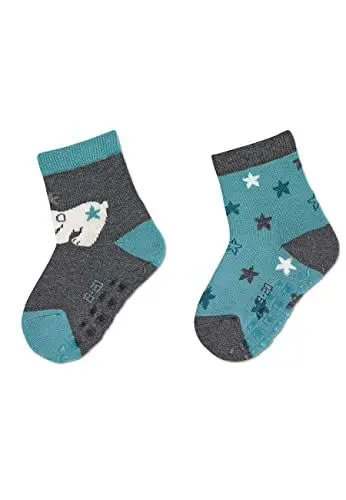 Produktbild: Sterntaler Baby Unisex Krabbelsocken ABS-Söckchen Doppelpack Eisbär Elia - Krabbelsocken, Stoppersocken Baby - anthrazit meliert, 21/22