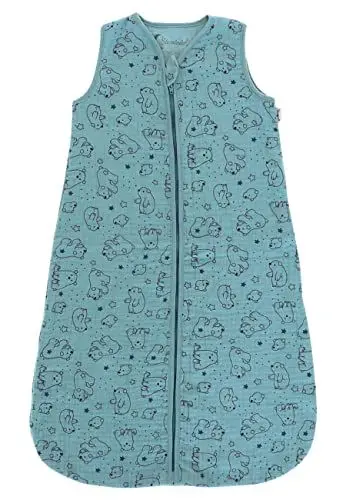 Produktbild: Sterntaler Baby Unisex Schlafsack Baby Schlafsack Musselin 110cm Eisbär Elia - Schlupfsack Baby, Pucksack Baby - dunkeltürkis, 110cm