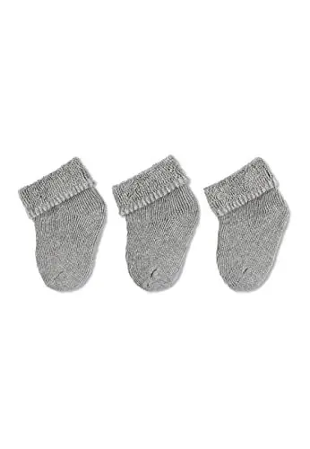 Produktbild: Sterntaler Erstlingssocken 3er Pack uni - Baby Socken mit Innenfrottee und Umschlag - hautsympathische Neugeborenen Socken mit hohem Baumwollanteil - Unisex Strümpfe einfarbig, silber melange, Größe 0