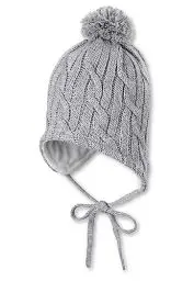 Produktbild: Sterntaler Unisex Kinder Strickmütze Mit Bommel Mütze, Silber Melange, 41 EU