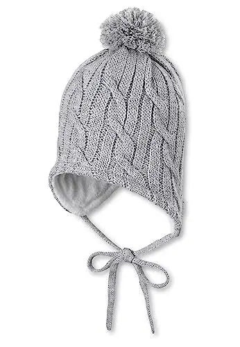 Produktbild: Sterntaler Unisex Kinder Strickmütze Mit Bommel Mütze, Silber Melange, 41 EU