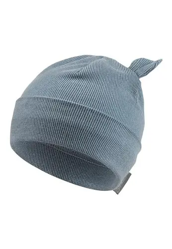 Produktbild: Sterntaler Beanie Ohren - Beanie Jungen mit feinem Rippenmuster, Umschlag und Ohren - Babymütze aus Merinowolle mit Klettverschluss - Leichte Mütze für Babys - graublau, 43