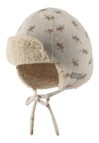 Produktbild: Sterntaler Fliegermütze Bedruckt mit Rentieren - Jungen Holzfällermütze mit angeschnittenen Ohrenklappen und Bindeband - Baby und Kinder Wintermütze, gefüttert mit Baumwollteddy- Natur, 51