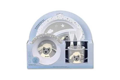 Produktbild: Sterntaler Geschirr-Set Schaf Stanley, Teller, Schale, Löffel, Gabel, Tasse, Alter: Für Babys ab 6 Monaten, Grau/Weiß