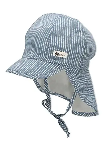 Produktbild: Sterntaler Jungen Schirmmütze Zum Binden mit Nackenschutz Streifen Sonnenhut, mittelblau, 51