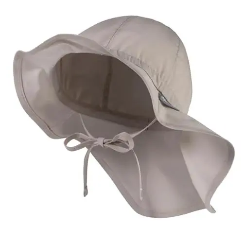 Produktbild: Sterntaler Sonnenhut - Unisex Sommerhut - UV-Schutz 50+ Mütze mit breiter Krempe und Größenregulierung - Nackenschutz - Bindebänder - Baby Kinder Kopfbedeckung aus Popeline (Bio) - beige, Größe 55