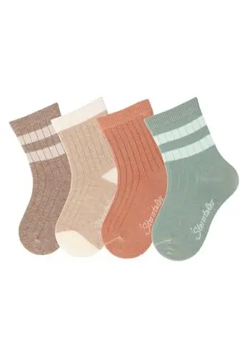 Produktbild: Sterntaler Socken 4er Pack Rippenmuster - Babysocken für Jungen - Babysocken mit Rippenmuster - Socken für Babys im Set - braun melange, 18