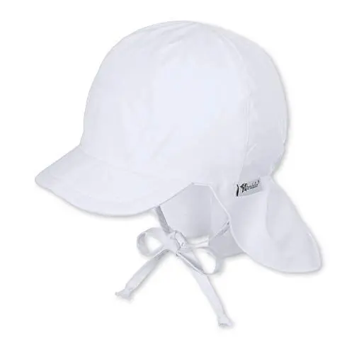 Produktbild: Sterntaler Schirmmütze Nacken - Unisex Baby- und Kinder Mütze mit Nackenschutz und einsteckbaren Ohrenklappen - UV-Schutz 50+ Sommermütze zum Binden - Popeline (Bio) Kopfbedeckung - weiß, Größe 43