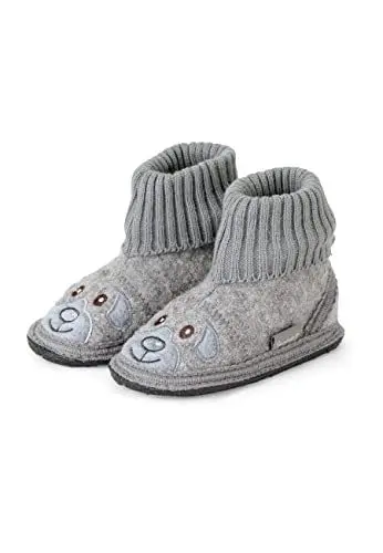 Produktbild: Sterntaler Hausschuhe Bär - Unisex Hausschuhe aus Wollfilz - bequemer Baby und Kinder Hüttenschuh mit rutschfester Sohle - Kindergarten Pantoffeln mit elastischem Strickbund, mittelgrau, Größe 28