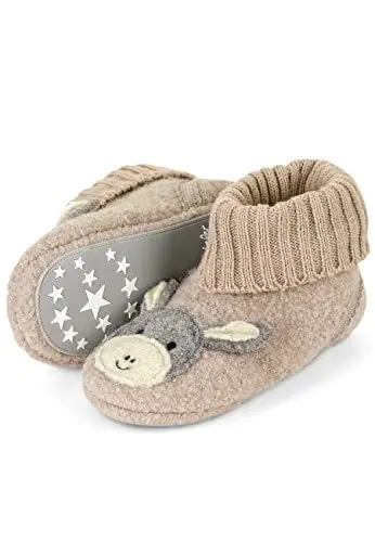 Produktbild: Sterntaler Hausschuhe Esel Emmi - Unisex Hausschuhe aus Wollfilz - bequemer Baby und Kinder Hüttenschuh mit rutschfester Sohle - Kindergarten Pantoffeln mit elastischem Strickbund, beige, Größe 18