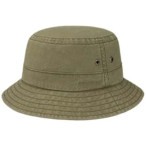 Produktbild: Stetson Delave Baumwollhut - Anglerhut Herren/Damen - Fischerhut aus Bio-Baumwolle - Sommerhut UV-Schutz 40 + - Hut Packable - Urlaubshut Frühjahr/Sommer - Freizeithut Oliv S (54-55 cm)