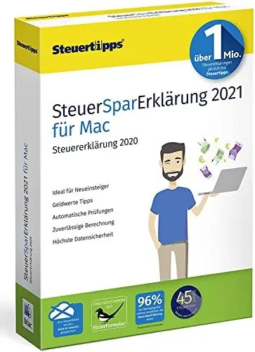 Produktbild: SteuerSparErklärung 2021, Schritt-für-Schritt Steuersoftware für die Steuererklärung 2020, Steuer CD-Rom für macOS, ab Version 10.13 (High Sierra)