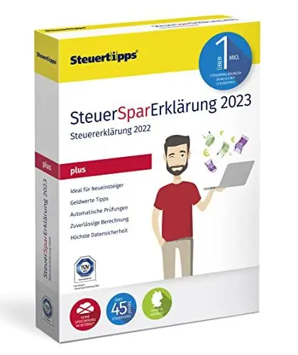 Produktbild: SteuerSparErklärung Plus 2023, Schritt-für-Schritt Steuersoftware für die Steuererklärung 2022, mit dem Plus an Steuerwissen, CD-Version für Windows 8, 10 und 11