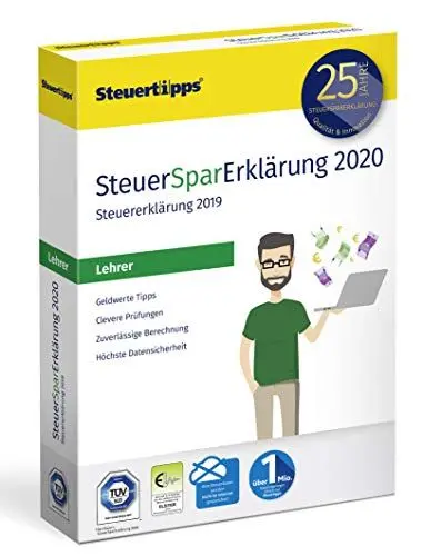 Produktbild: SteuerSparErklärung für Lehrer 2020, Schritt-für-Schritt Steuersoftware für die Steuererklärung 2019, Steuer CD-Rom für Windows 10, 8