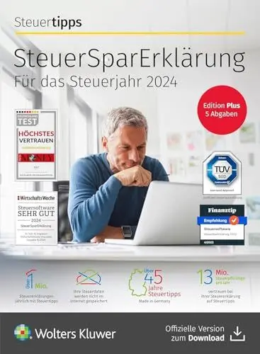 Produktbild: STEUERTIPPS SteuerSparErklärung Plus 2025 (für das Steuerjahr 2024), Für Windows/Mac, Aktivierungscode per Email