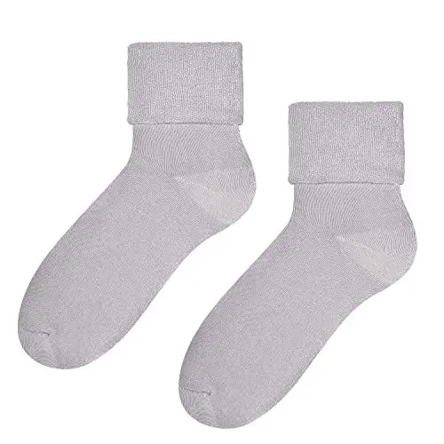 Produktbild: STEVEN Flauschige Socken für Damen und Mädchen I I Wadenlange Warme Socken I Dicke Frottee-Baumwollsocken Ideal für den Winter und Herbst I Grau I Größe: EU35-37