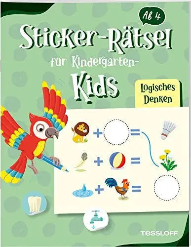 Produktbild: Sticker-Rätsel für Kindergarten-Kids. Logisches Denken / Unterschiede finden, Gegensätze erkennen, Sudokus, Suchbilder u.v.m / Rätselheft ab 4 Jahren: ... Kinder ab 4 Jahren (Spielen & Beschäftigen)