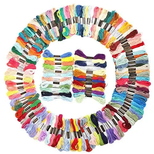 Produktbild: Stickgarn, Mehrfarbige Stränge, Zubehör, 150 Stück, Mehrfarbig, Kreuzstich, Polyester, Baumwolle, Farbe, Handarbeitsgarn, Sticktwist, Kreuzstichgarn, Stickgarn, Mehrfarbig,