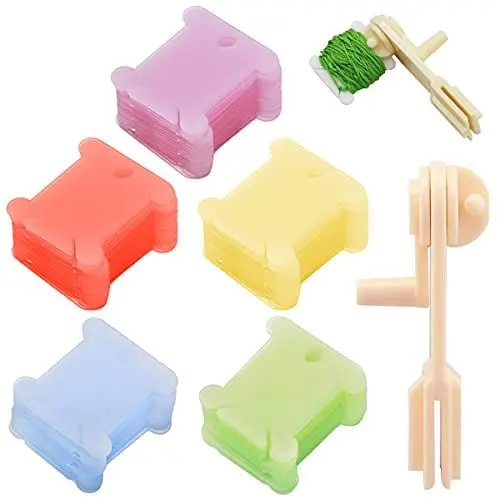 Produktbild: Stickgarn Spulen DBAILY 400 PCS Plastik Wickelkarten Garnwickelkarten mit Floss Winder Garnspulen Für Diy Baumwollfaden Nähen Lagerung Aufbewahrung Zubehör