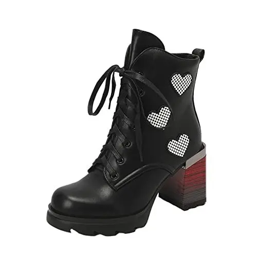 Produktbild: Stiefel Stiefel WesternreitStiefel Damen Frauen Stiefeletten und Winter Modetrend Allmähliche Änderung Camouflage Druck Bequeme Quadratische Ferse Dicke Sneaker High Damen Stiefel Damen 42 (Black, 37)
