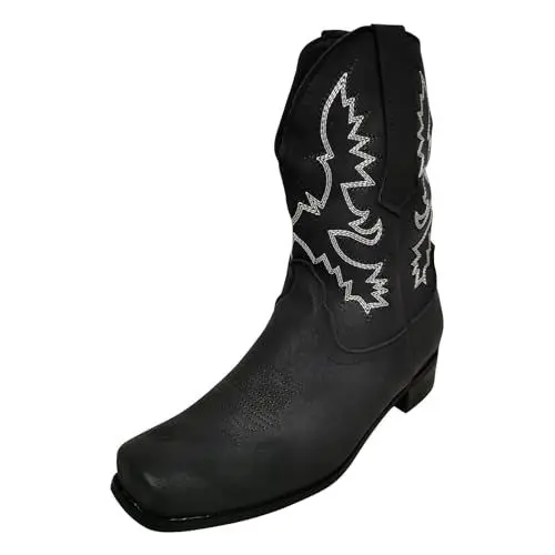 Produktbild: Stiefel Damen Damen Sneaker Sneakers Schuhe Damen Große, bestickte Cowboystiefel für Herren, römische Stiefel mit quadratischer Zehenpartie Sneaker Gothic Stiefel Damen Stiefel Boots (Black, 40)