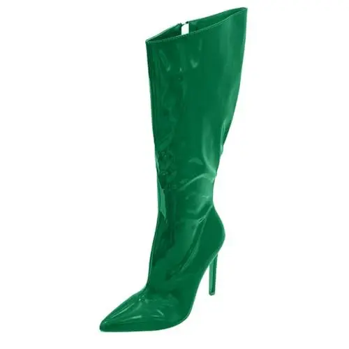 Produktbild: Stiefel MäDchen 36 wasserdichte Stiefel Damen Damen Stiefeletten mit Blockabsatz, und Wintermode, einfarbig, einfach, bequem, Dicker, Reißverschluss Stiefeletten Damen GrüN (Green, 38)