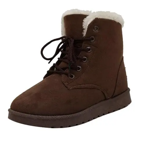 Produktbild: Stiefeletten Damen Wasserdicht Schnürschuhe Damen Wanderschuh Warme Schuhe Outdoor Skischuhe Verdickung Knobelbecher Wehrmacht Genagelt (Coffee, 43)