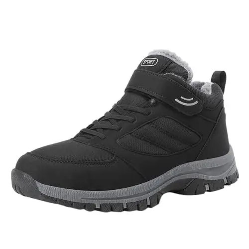 Produktbild: Warme Stiefel Paare Stiefel Herren Runde Flache Samtschuhe Sport HookLoop Keep Snow Plus Toe Herrenstiefel Trachten Schuhe FüR Damen Barfuß Gummistiefel (Black, 42)