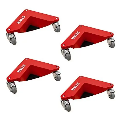 Produktbild: STIER Alu-Eckenroller-Set Tragkraft 100 kg 305x165x85 mm, Schwerlastrollen für Möbel und schwere Lasten, Transportrolle mit Pulverbeschichtung und niedrieger Ladehöhe