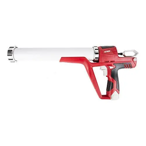 Produktbild: STIER Hochleistungs-Akku-Kartuschenpistole, 3800 N, Kartuschenpresse für 400 / 600 / 310 ml, inkl. 2 x 12 V Akkus & Ladegerät, präzises Aufbringen von Dichtungsmitteln, Silikonspritze für Profis,