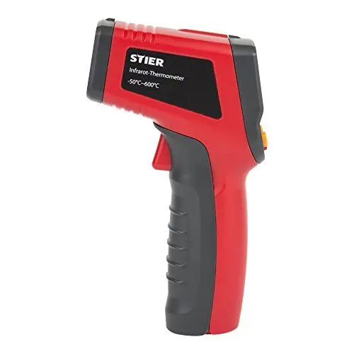Produktbild: STIER Infrarot-Thermometer, Messbereich -50 °C - 600 °C, 2x 1,5 V AAA Batterien, mit Displaybeleuchtung, Laser-Thermometer, berührungslos, Temperatur messen
