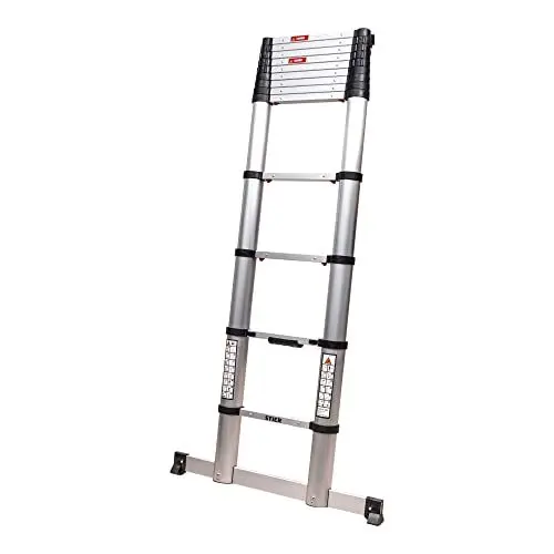 Produktbild: STIER Teleskopleiter Premium 3,8m 13 Sprossen, Stehleiter, Klappleiter, Ausziehleiter, hochwertiges Aluminium, 150kg Belastbarkeit, Mehrzweckleiter, rutschfest Robust