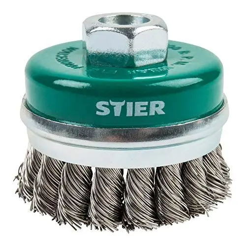 Produktbild: STIER Topfbürste Edelstahl, gezopfter Draht, für Winkelschleifer, Ø 65 mm, M14, Drahtstärke 0,5 mm, Drahtbürste-flex, Winkelschleifer-Zubehör, Stahlbürste, Drahtbürstenaufsatz