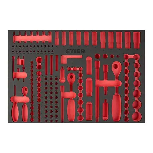 Produktbild: STIER Weichschaumeinlage (EVA) für Steckschlüssel-Satz 179-teilig, leer, für Werkbank und Werkstattwagen, 570 x 400 x 30 mm, mit eingefrästen Schnellfinder-Labels