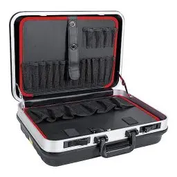 Produktbild: STIER Werkzeugkoffer Basic leer, robuste ABS-Kunststoff Kofferschale, schwarze Werkzeugkiste, stabil & schlagfest, Tragkraft 15 kg, 30 Werkzeugtaschen, inkl. Schlüssel