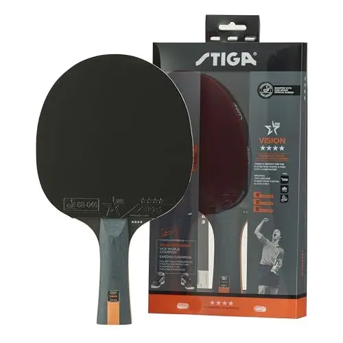 Produktbild: STIGA Vision 4 Sterne Tischtennisschläger - Professioneller Ping Pong Schläger mit ITTF-zertifizierten STAR 4 Belägen, 5-schichtigem Holz und Crystal Technology für Geschwindigkeit, Kontrolle und Spin